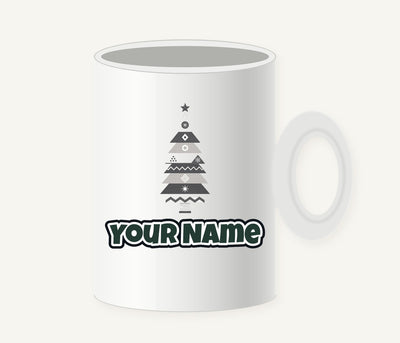 Monochrome Scandi Tree Personalised Christmas Mug