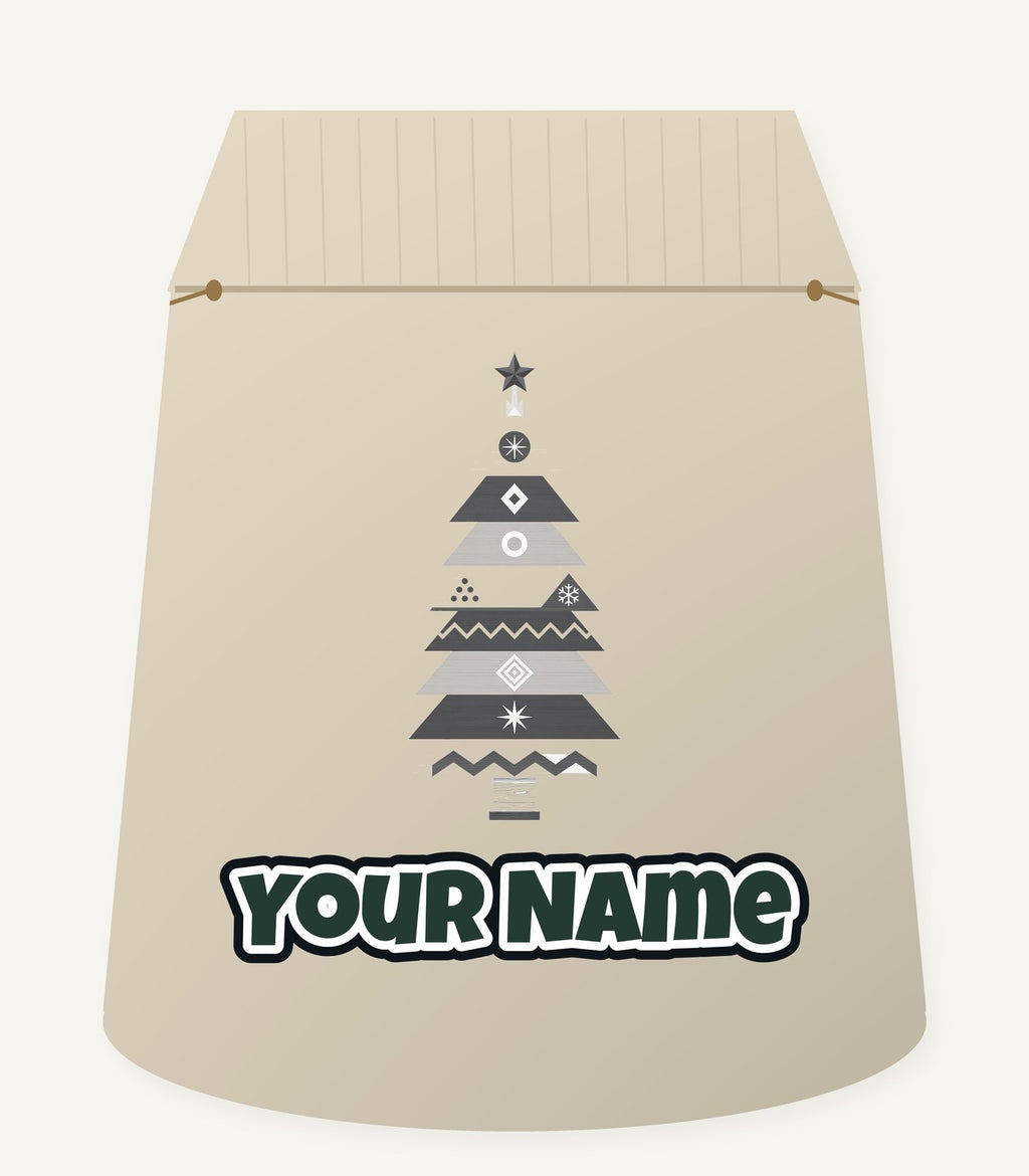 Monochrome Scandi Tree Personalised Santa Sack