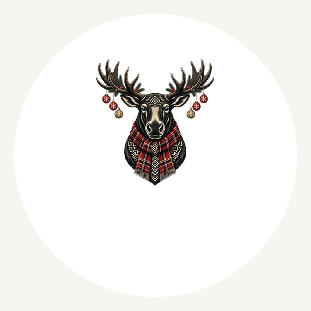 Moose In Tartan Scarf Personalised Pewter Christmas Ornament