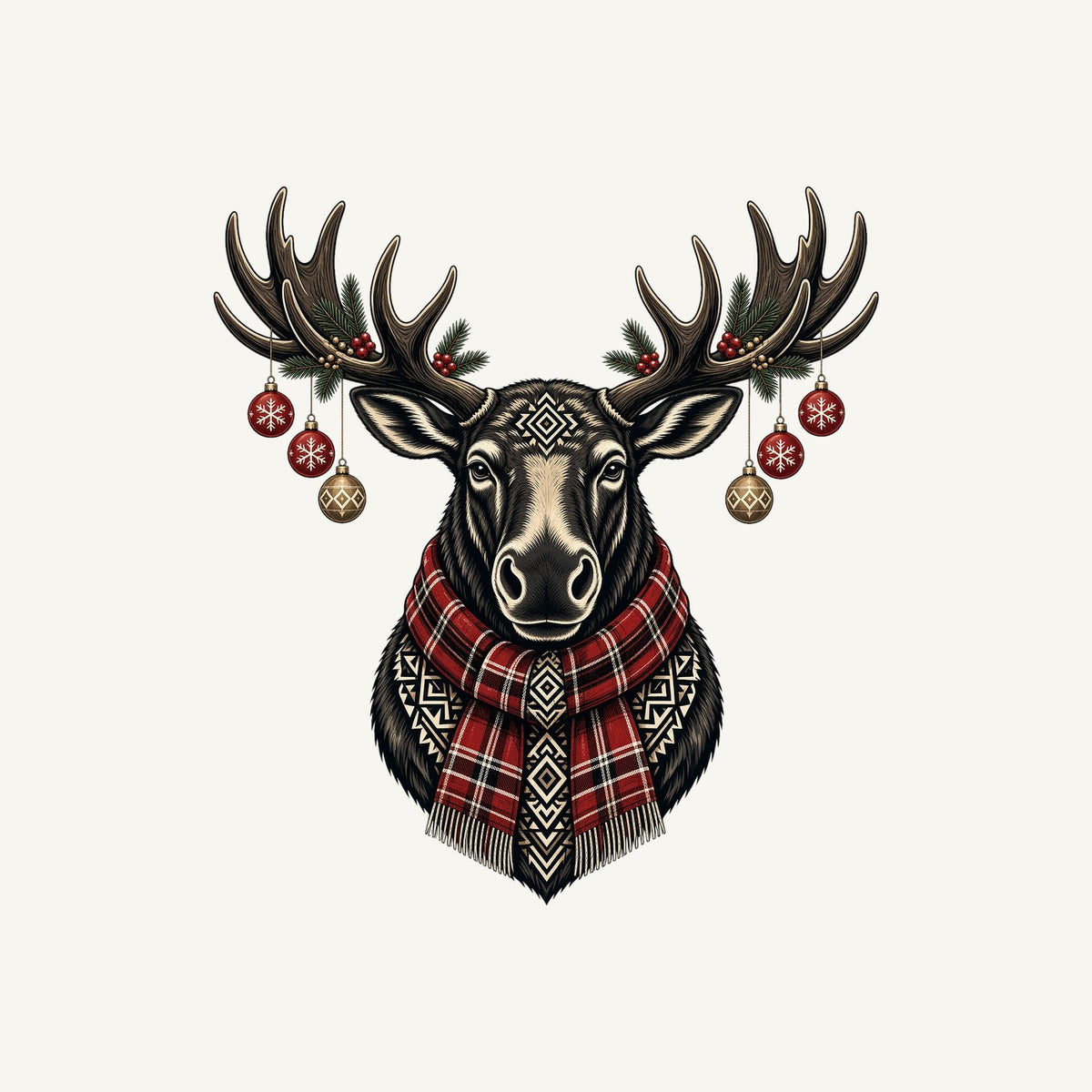 Moose In Tartan Scarf Personalised Christmas T-Shirt and Hoodie