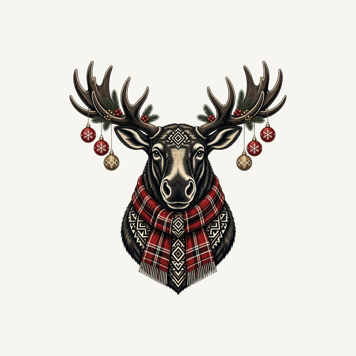 Moose In Tartan Scarf Personalised Santa Sack