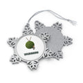 Moss Ball With Wooden Star Personalised Pewter Christmas Ornament