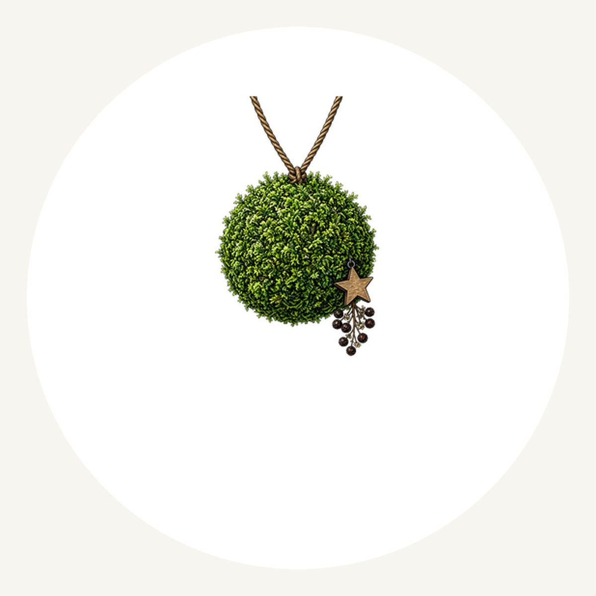 Moss Ball With Wooden Star Personalised Pewter Christmas Ornament