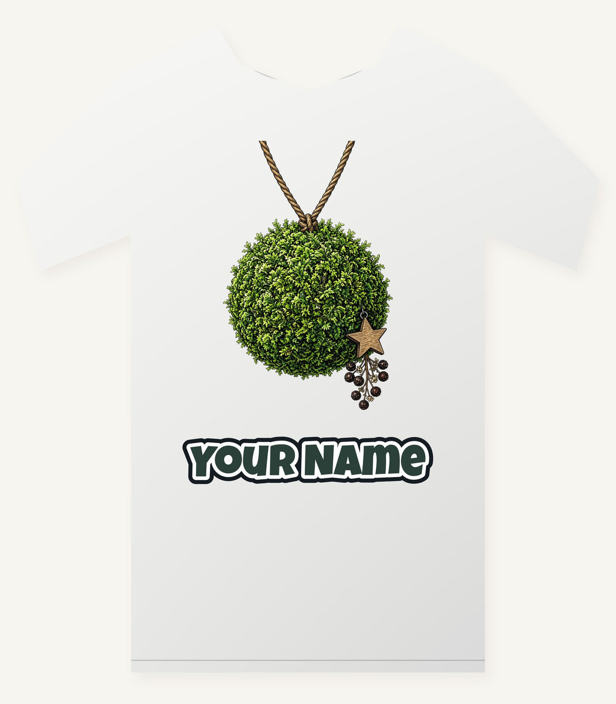 Moss Ball With Wooden Star Personalised Christmas T-Shirt and Hoodie