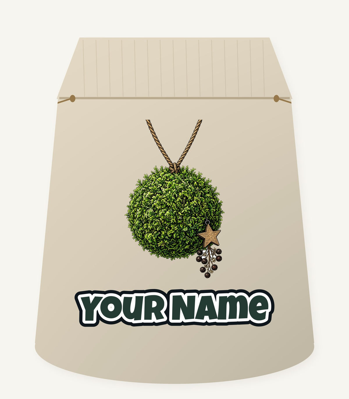 Moss Ball With Wooden Star Personalised Santa Sack