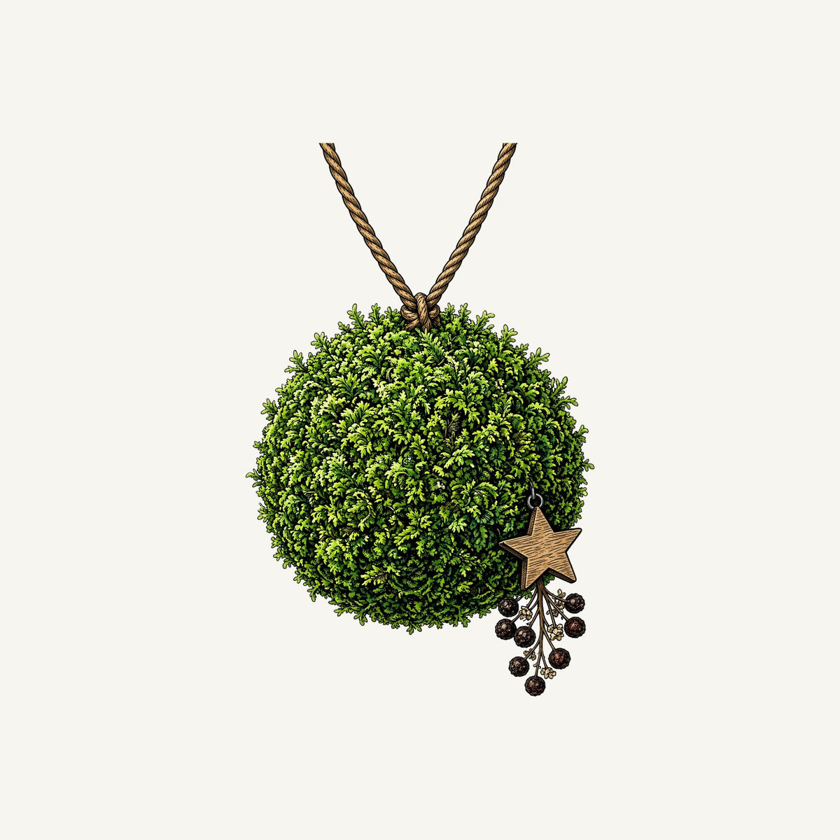 Moss Ball With Wooden Star Personalised Santa Sack