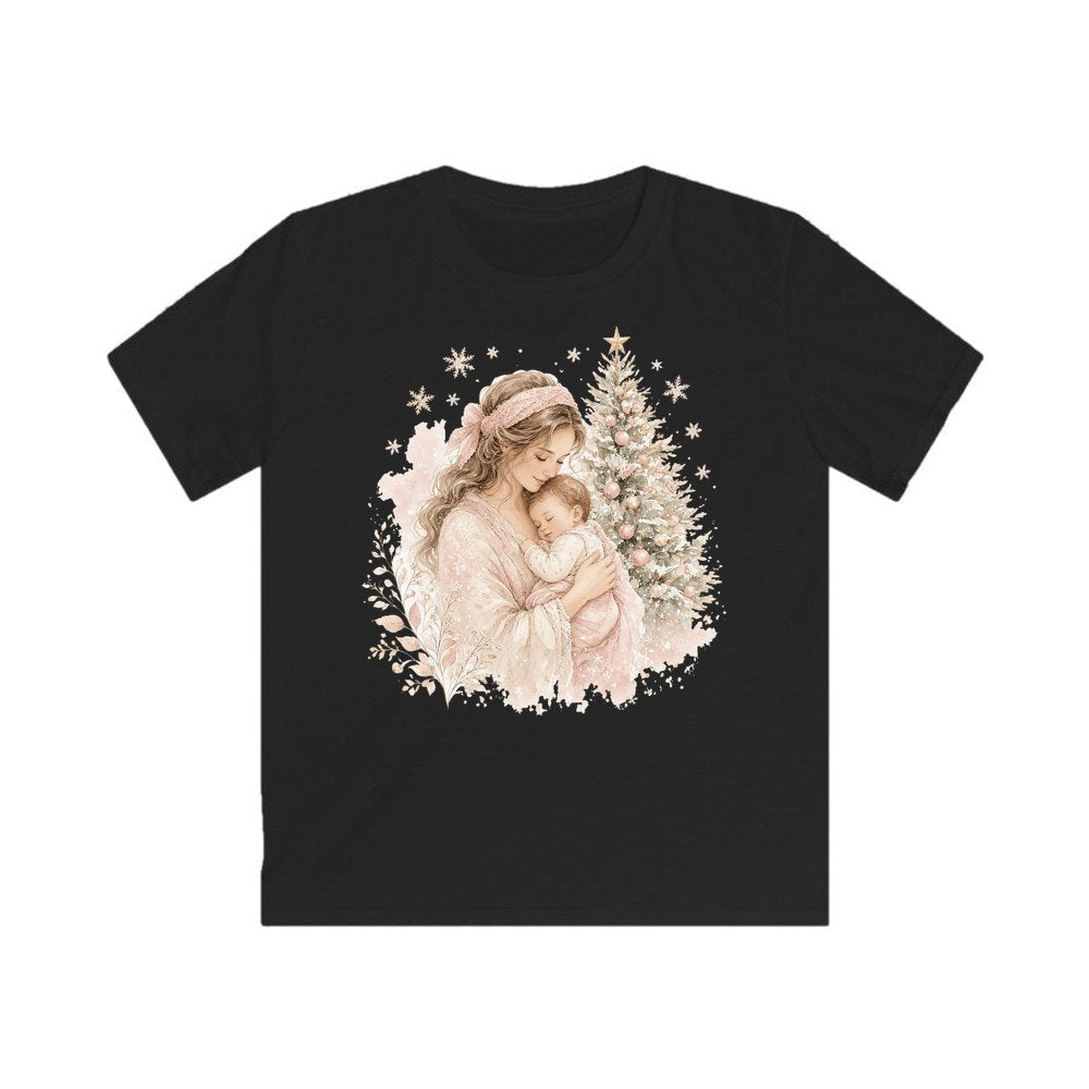 Mother and Baby Christmas personalised kids Christmas tee in black