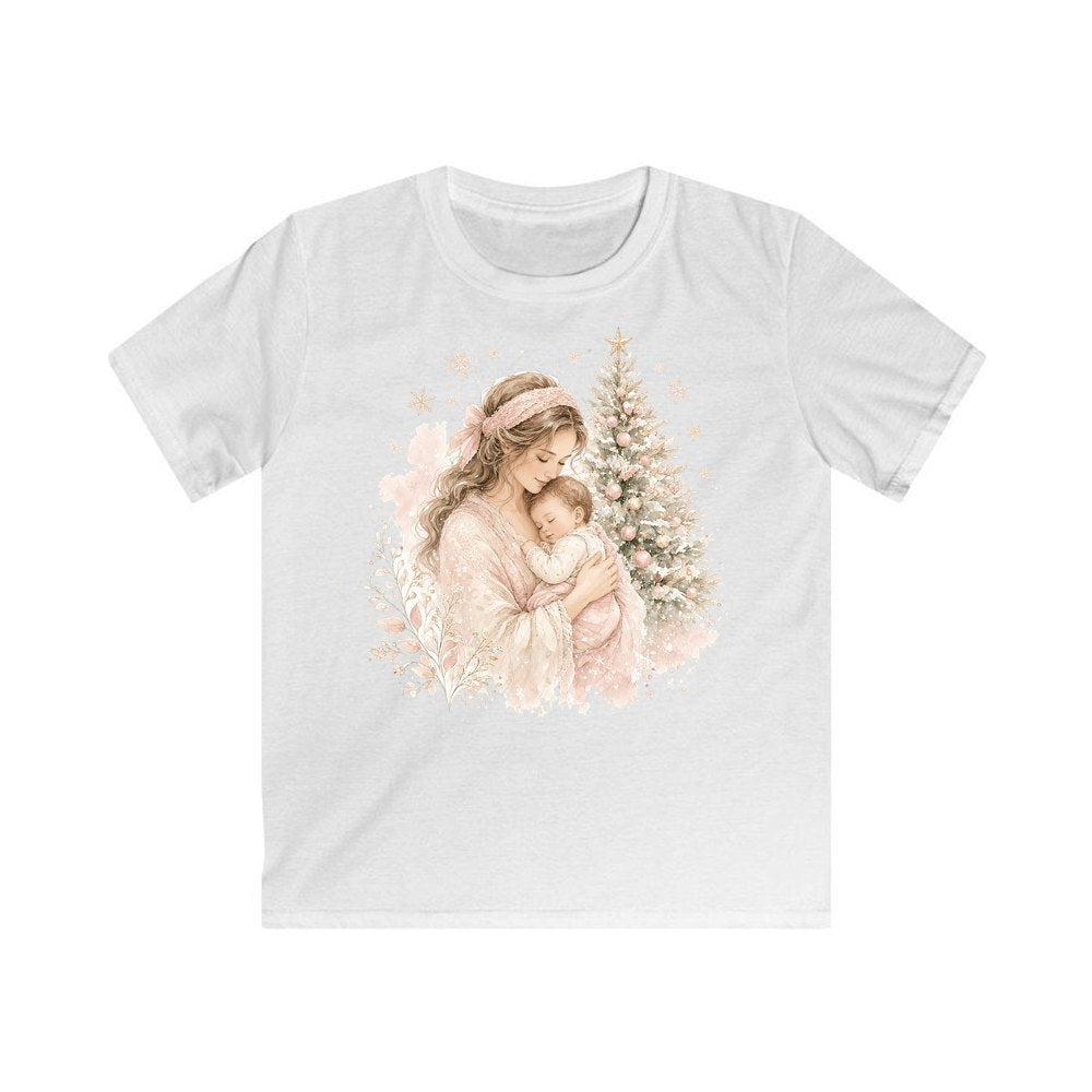 Mother and Baby Christmas personalised kids Christmas tee in white
