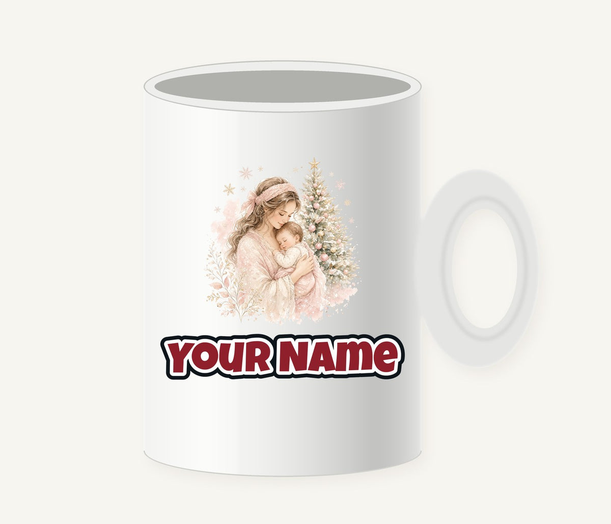 Mother and Baby Christmas Personalised Christmas Mug