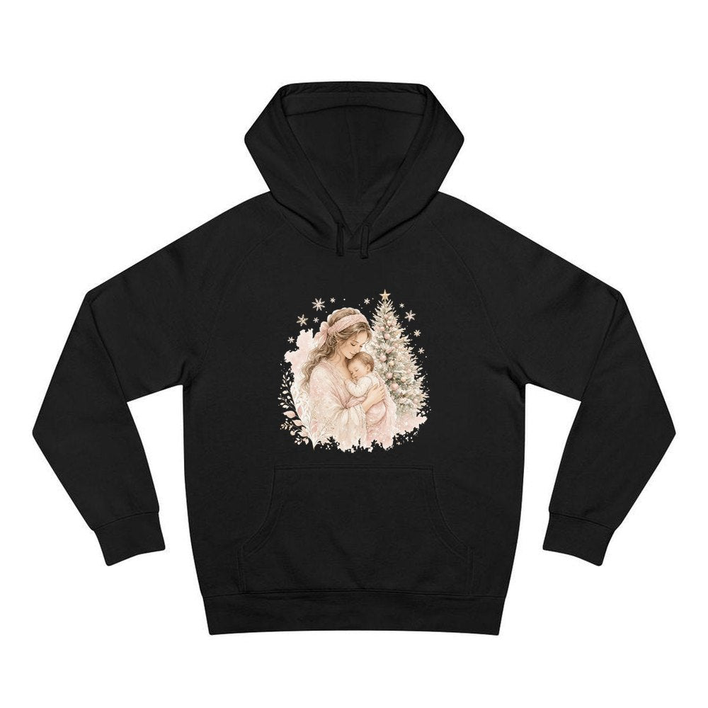Mother and Baby Christmas personalised Christmas hoodie in black