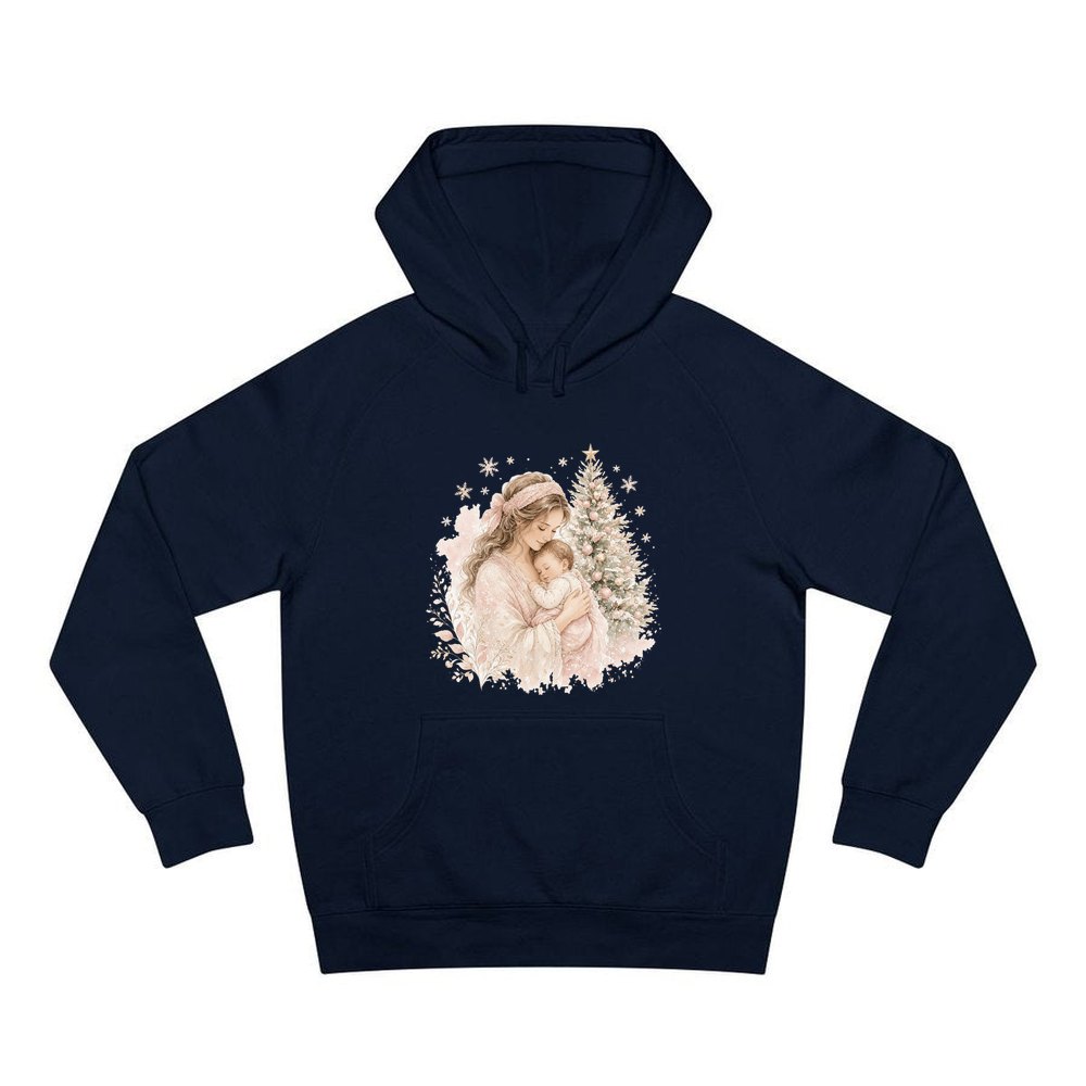 Mother and Baby Christmas personalised Christmas hoodie in navy