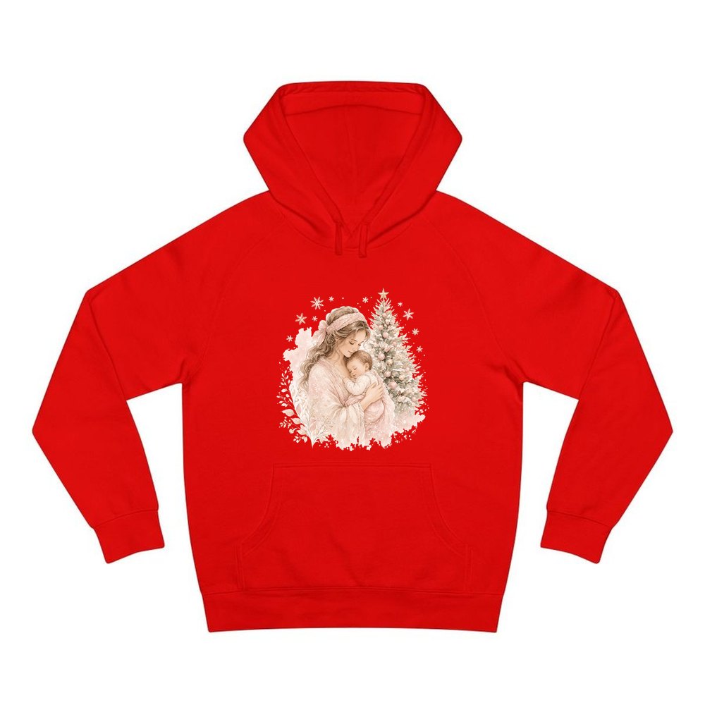 Mother and Baby Christmas personalised Christmas hoodie in red