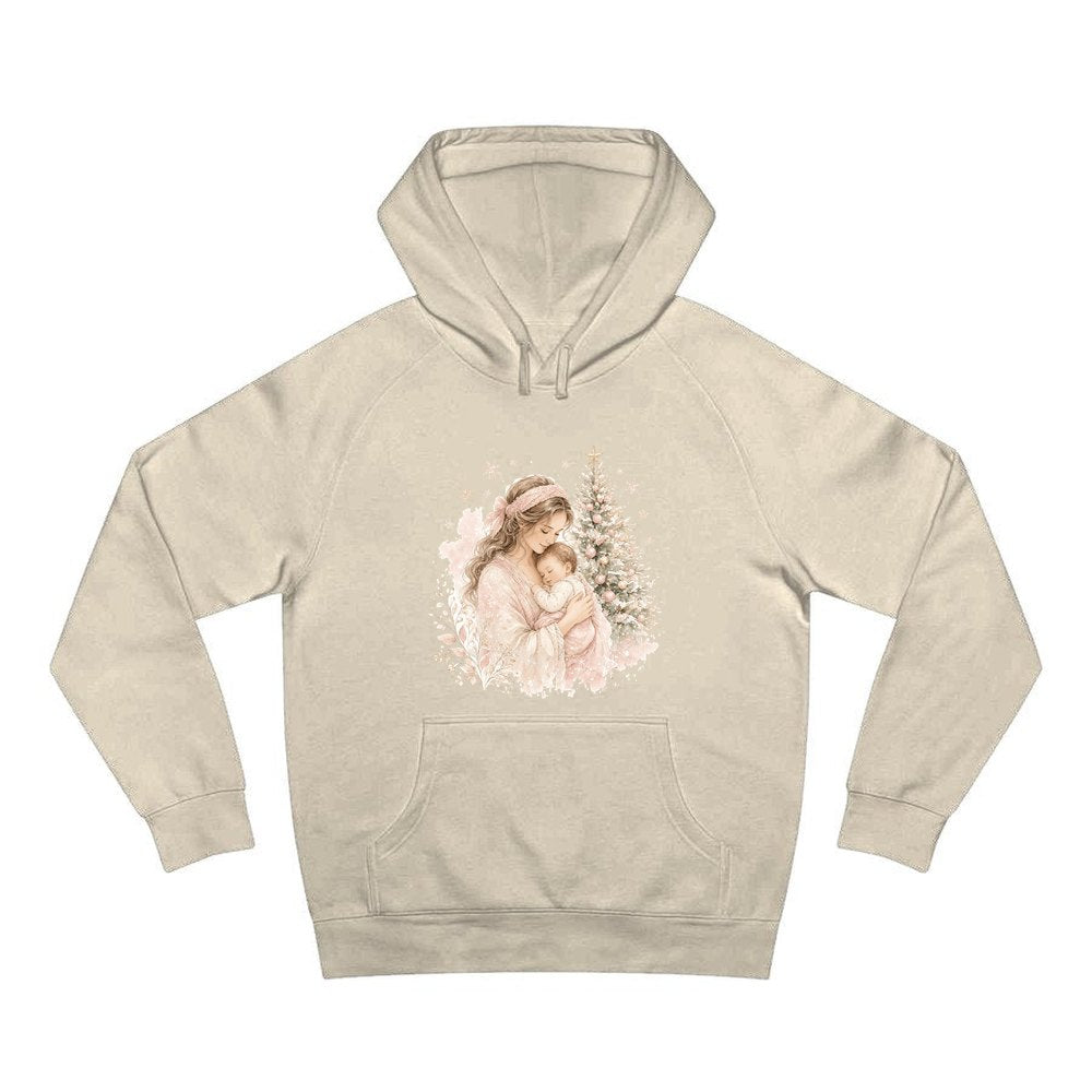 Mother and Baby Christmas personalised Christmas hoodie in sand