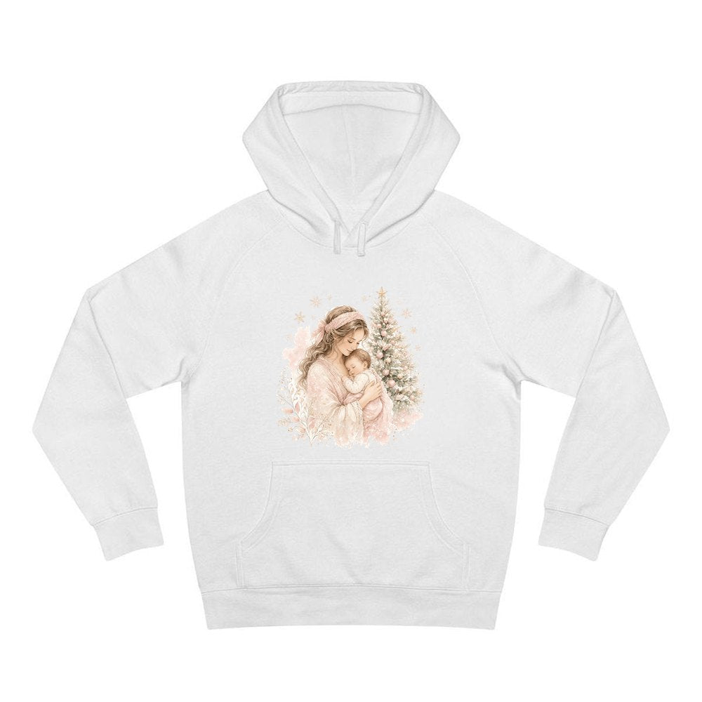 Mother and Baby Christmas personalised Christmas hoodie in white
