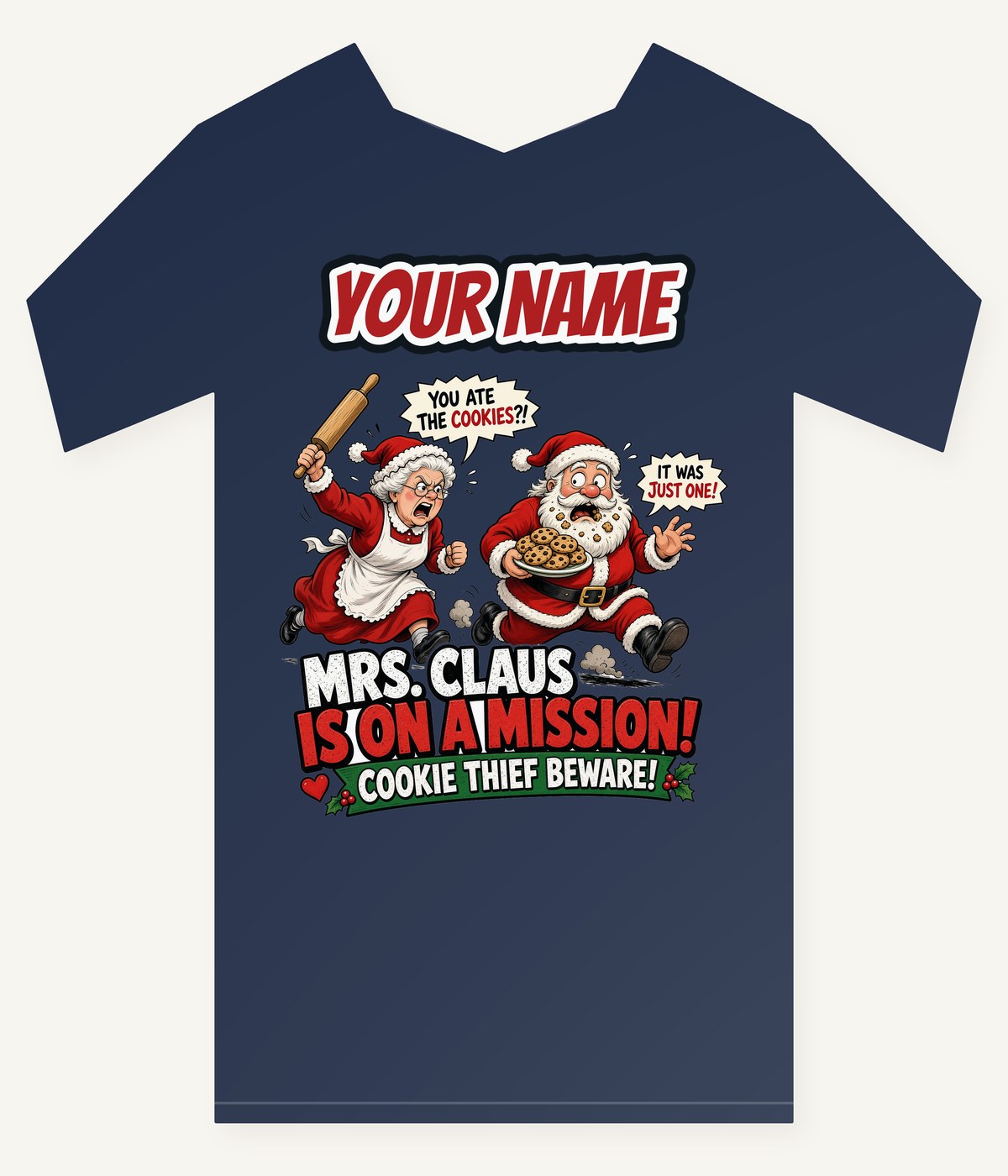 Mrs Claus Is On A Mission Personalised Kids and Baby Christmas Tee