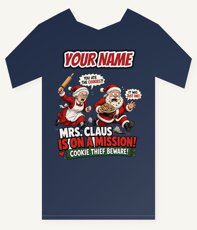 Mrs Claus Is On A Mission Personalised Kids Tee and Baby Bodysuit