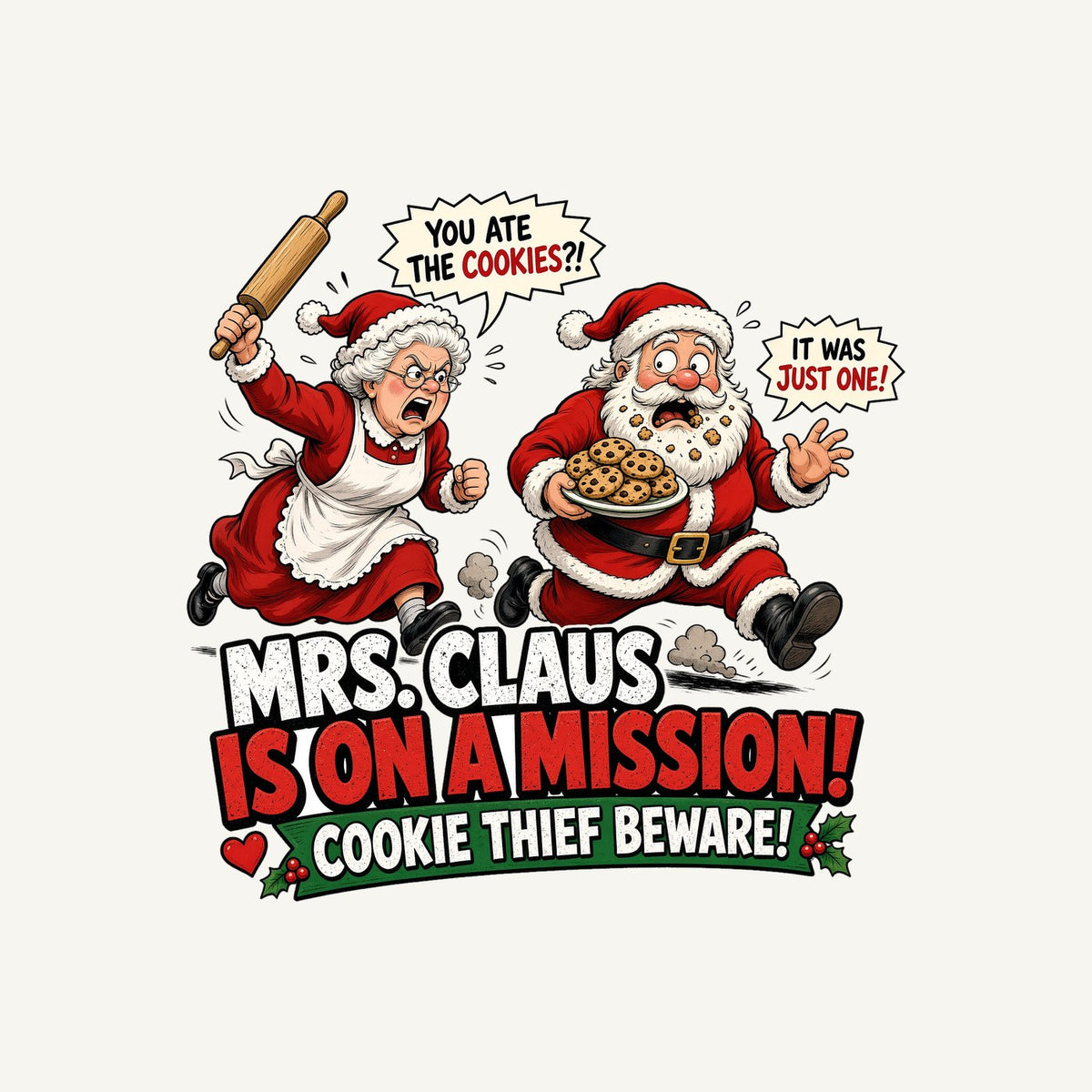 Mrs Claus Is On A Mission Personalised Kids and Baby Christmas Tee