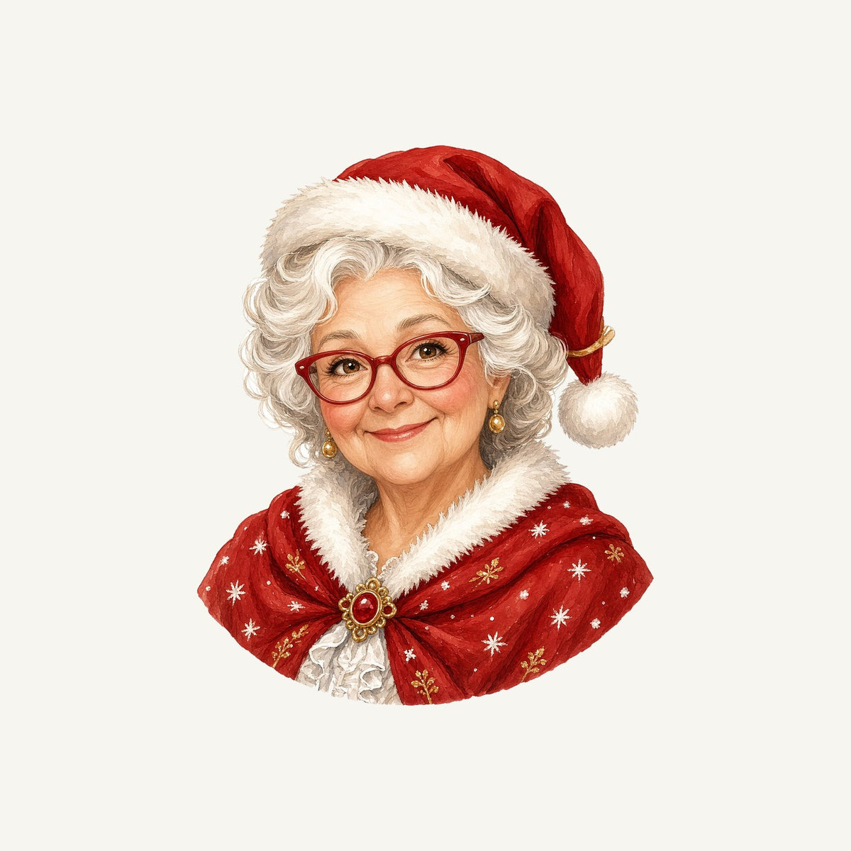 Mrs Claus Portrait Personalised Kids and Baby Christmas Tee