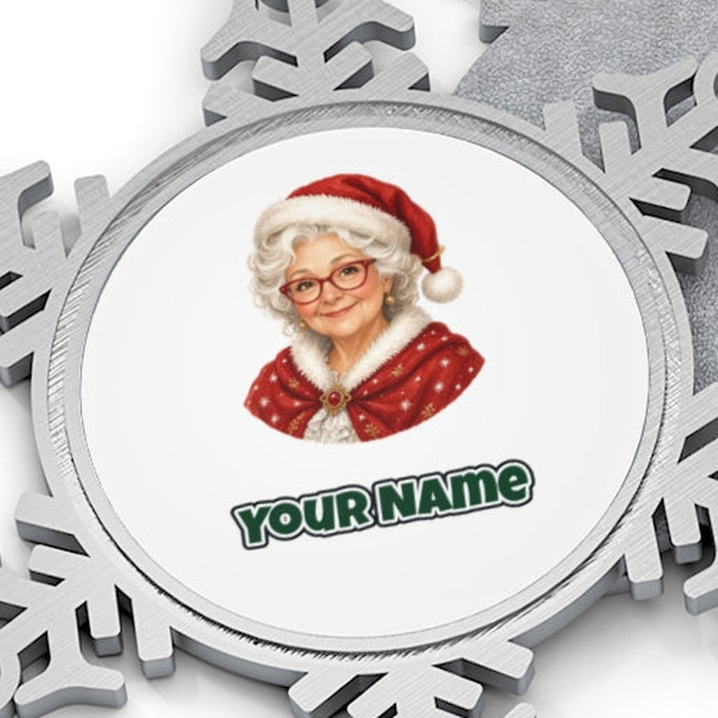 Mrs Claus Portrait Personalised Pewter Christmas Ornament
