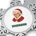 Mrs Claus Portrait Personalised Pewter Christmas Ornament