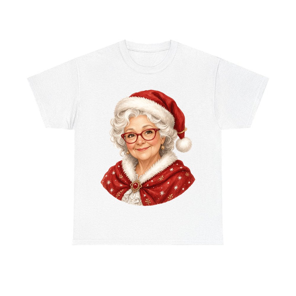 Mrs Claus Portrait personalised Christmas T-shirt in white