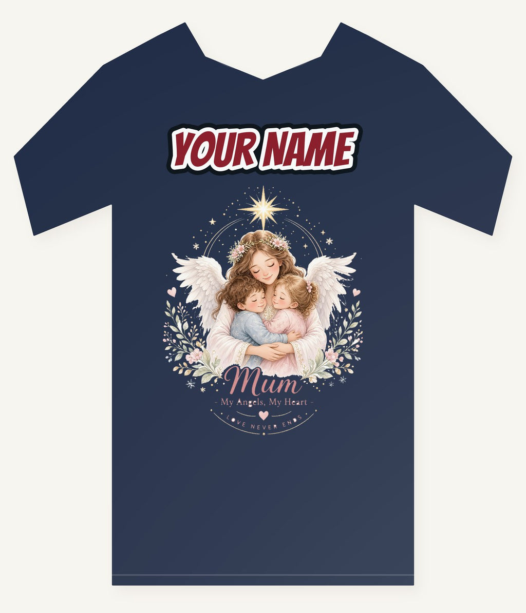 Mum And Her Angels Personalised Kids and Baby Christmas Tee