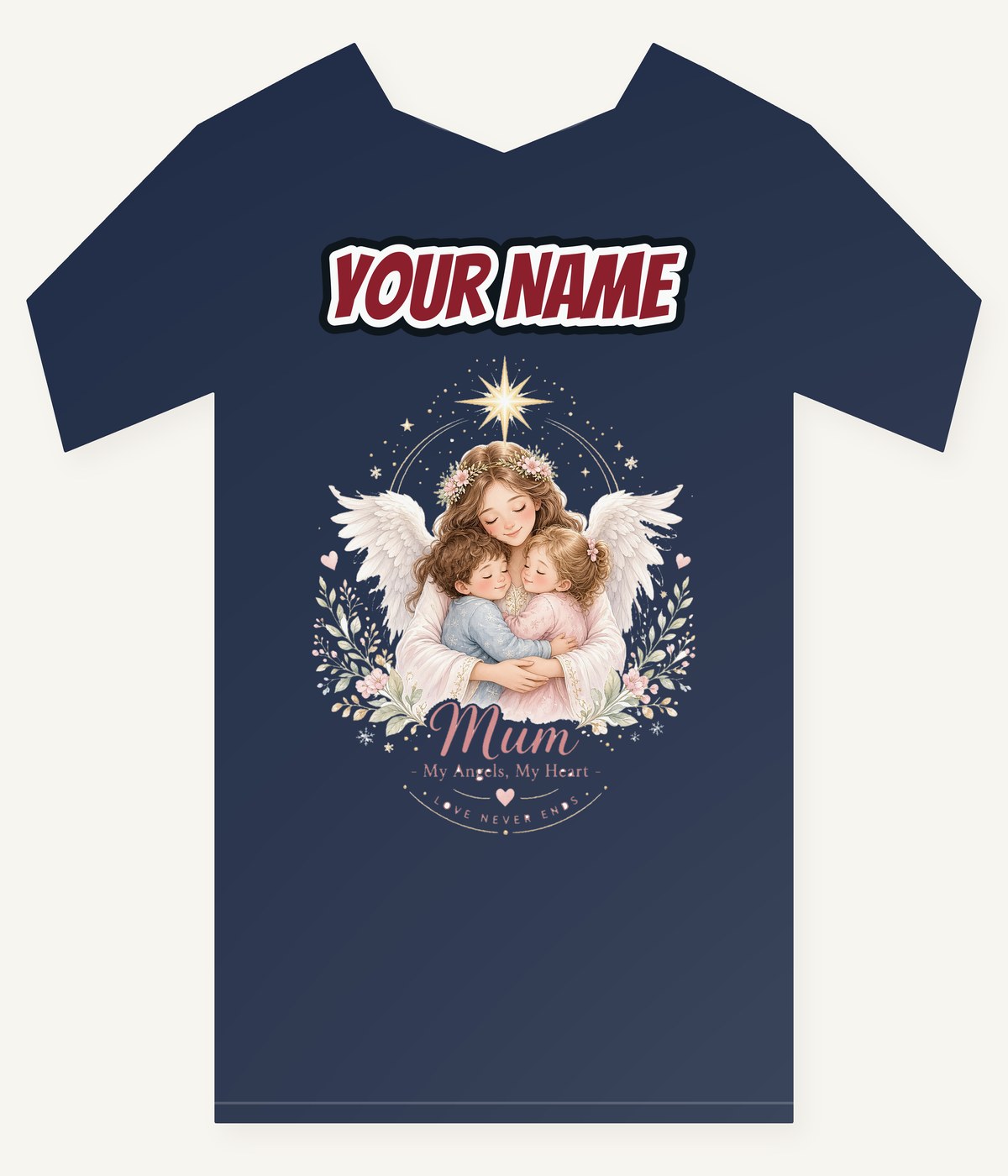 Mum And Her Angels Personalised Kids and Baby Christmas Tee
