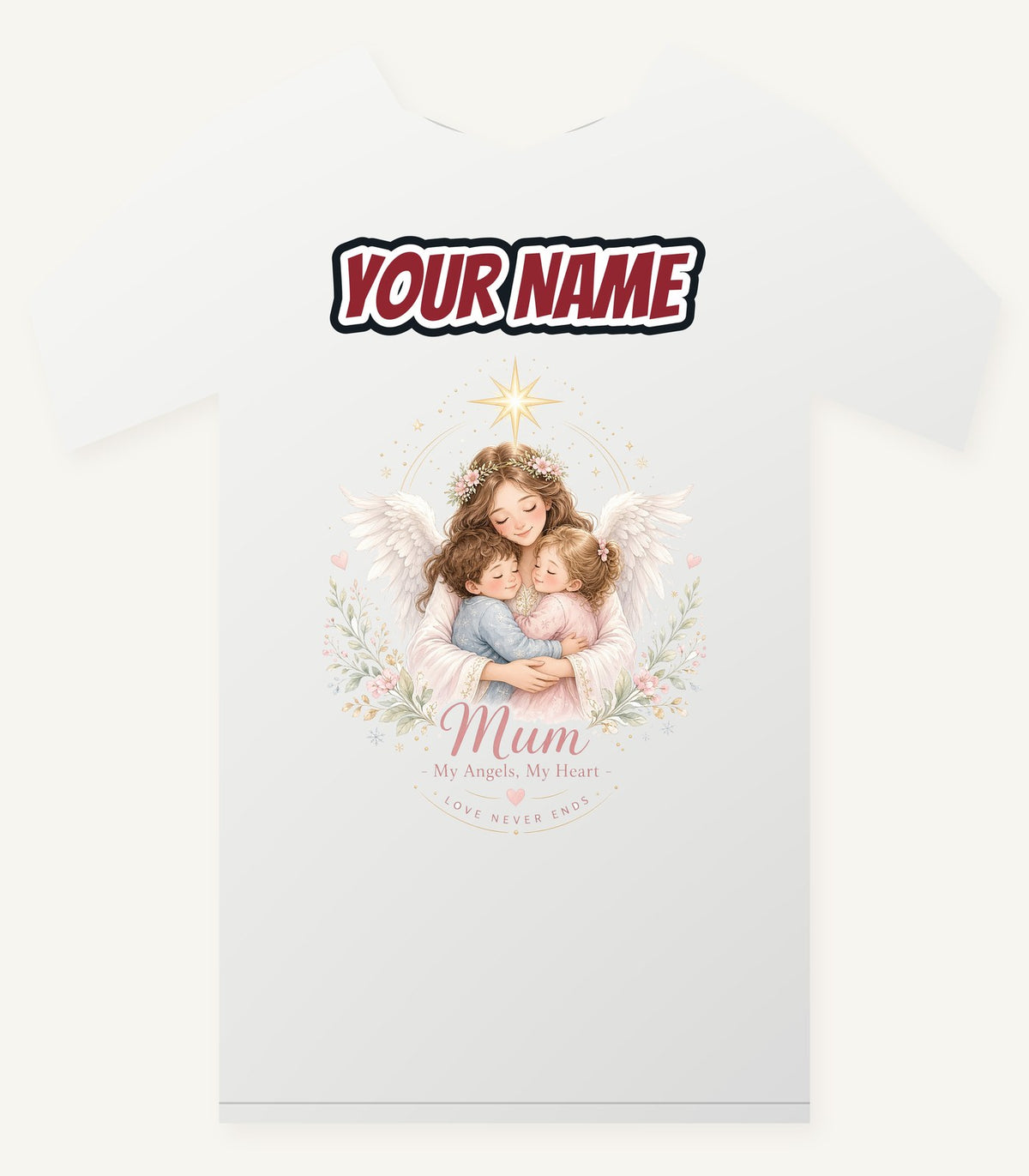 Mum And Her Angels Personalised Christmas T-Shirt and Hoodie