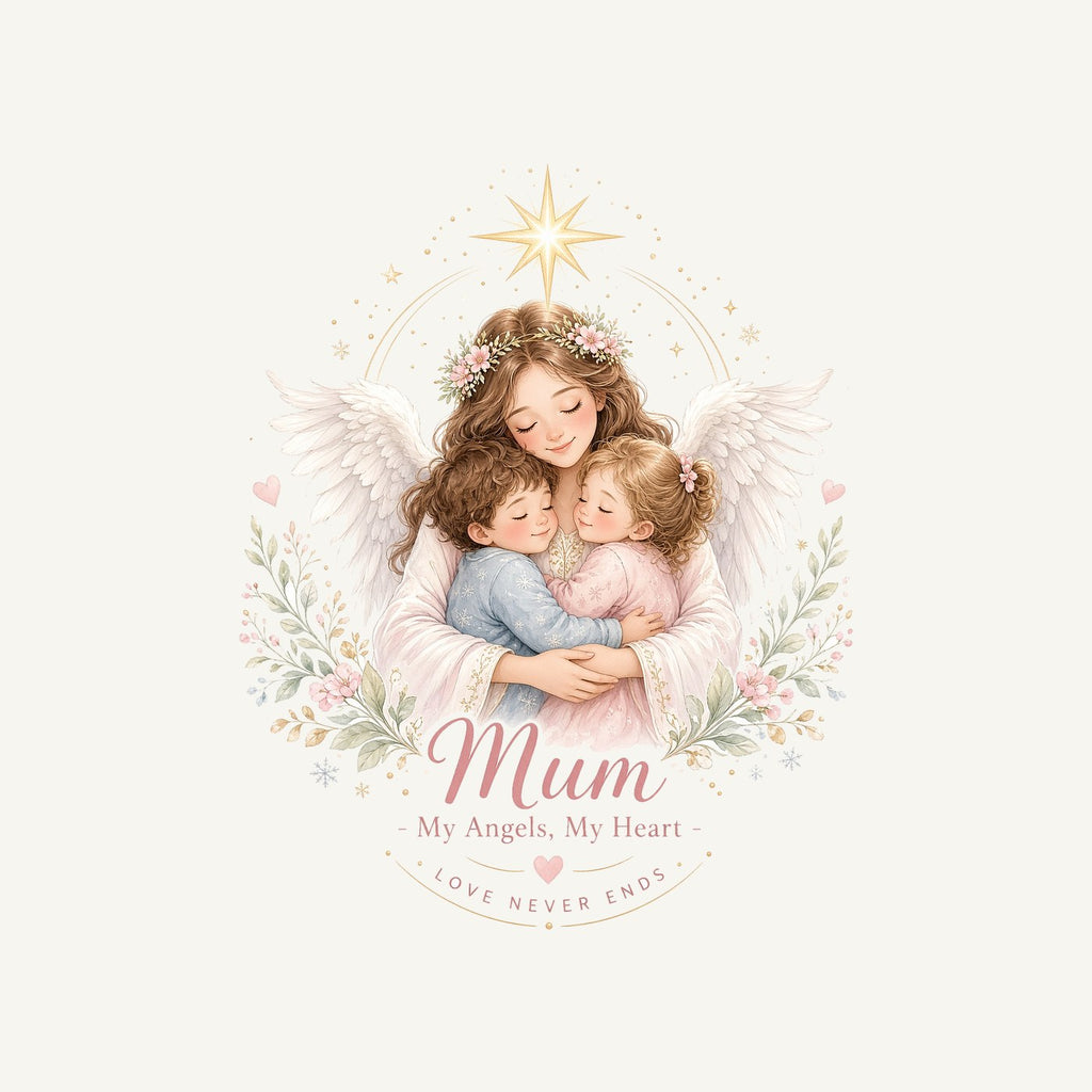Mum And Her Angels Personalised Christmas T-Shirt and Hoodie