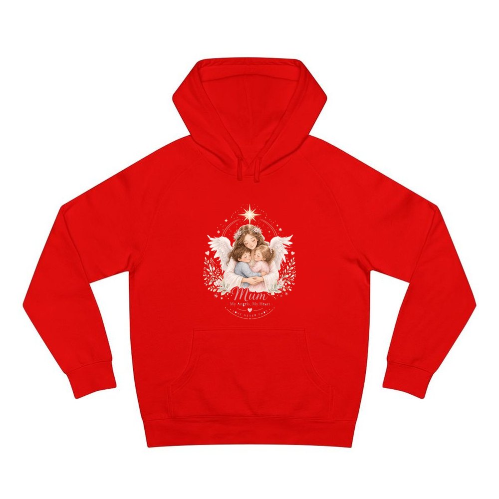 Mum And Her Angels personalised Christmas hoodie in red