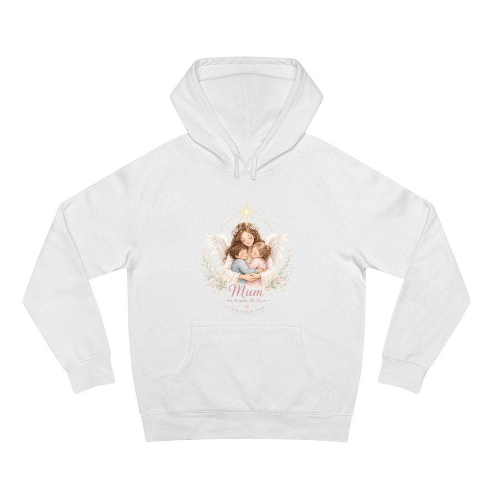 Mum And Her Angels personalised Christmas hoodie in white