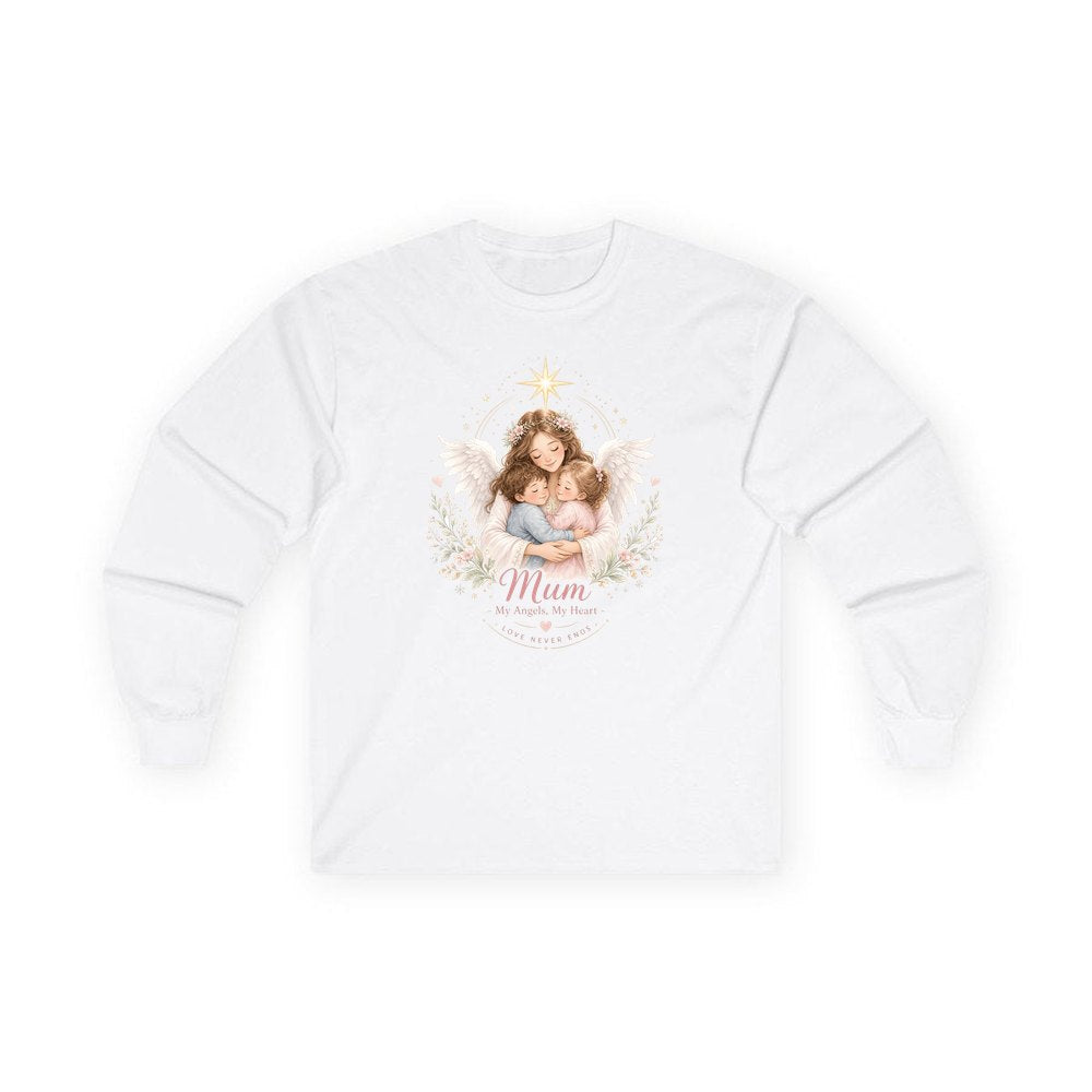 Mum And Her Angels personalised long sleeve Christmas T-shirt in white