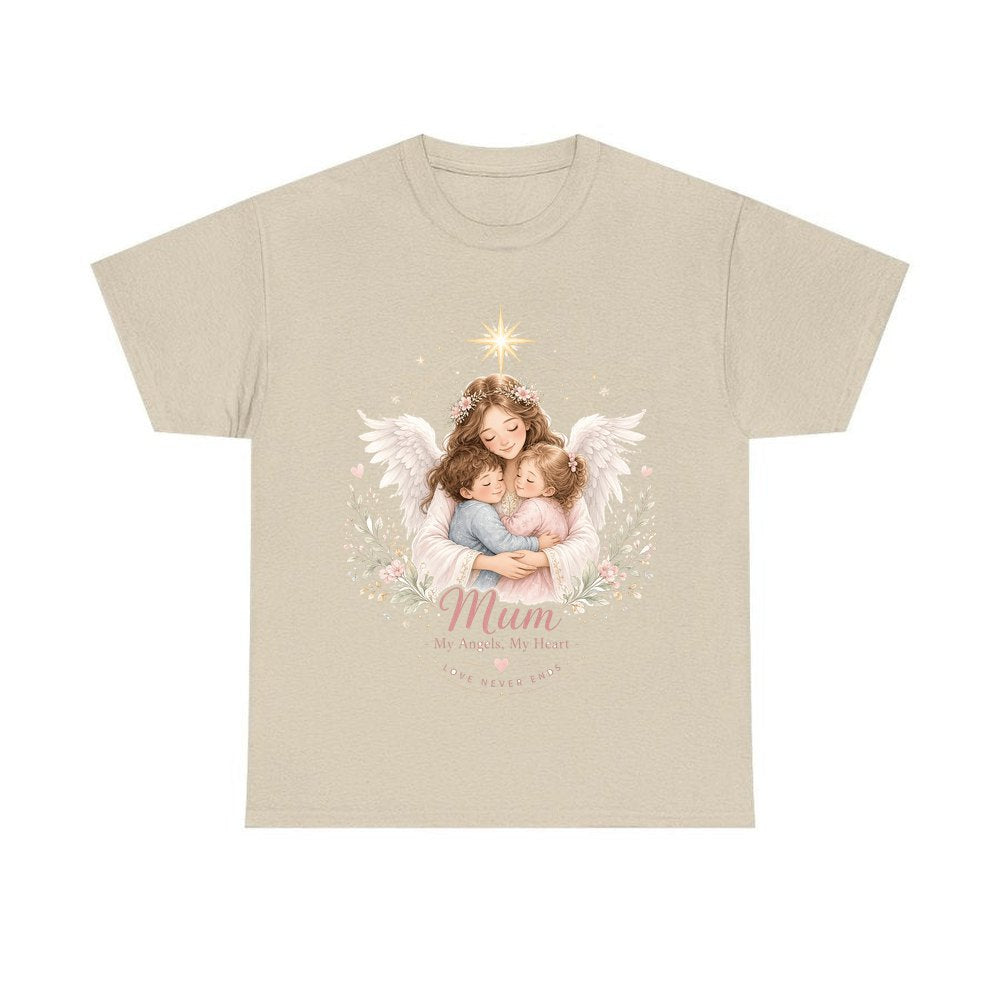 Mum And Her Angels personalised Christmas T-shirt in sand