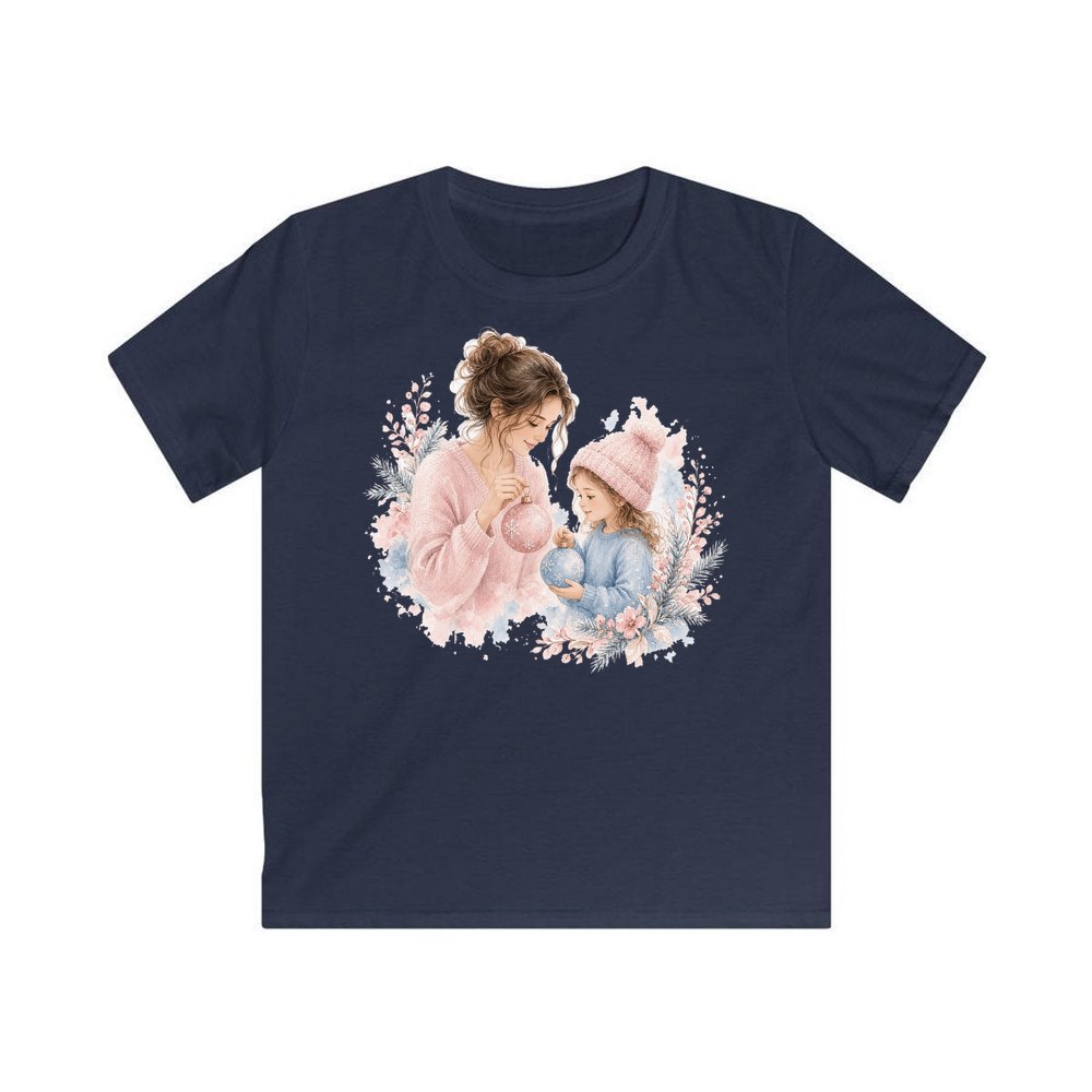Mum and Me Baubles personalised kids Christmas tee in navy
