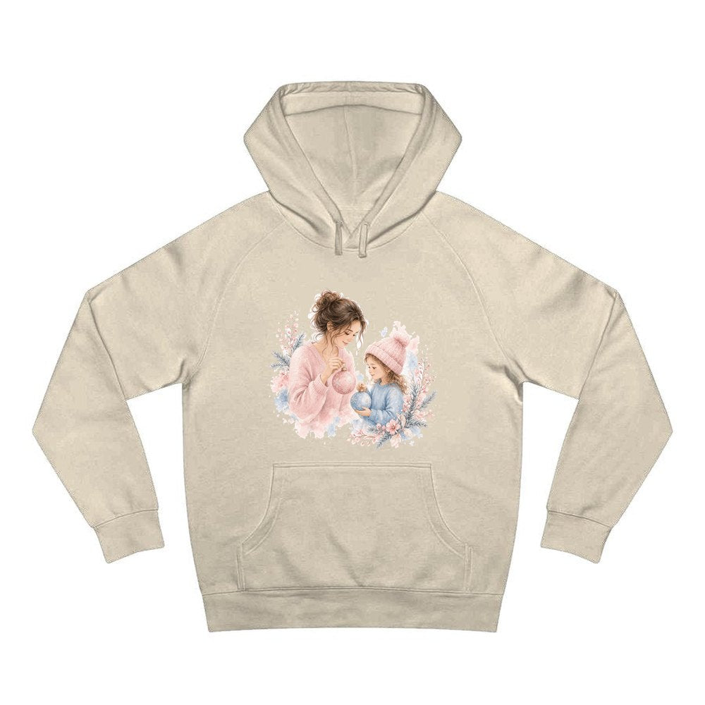 Mum and Me Baubles personalised Christmas hoodie in sand