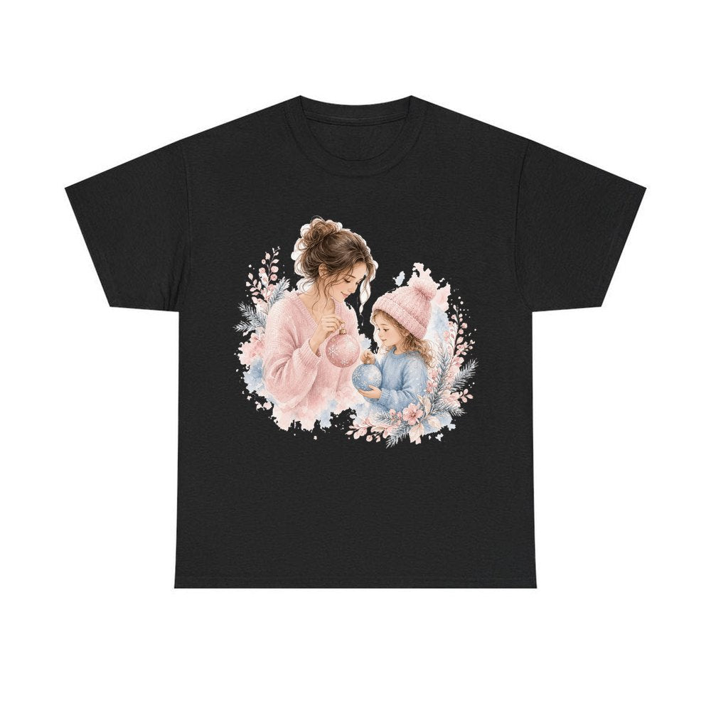 Mum and Me Baubles personalised Christmas T-shirt in black