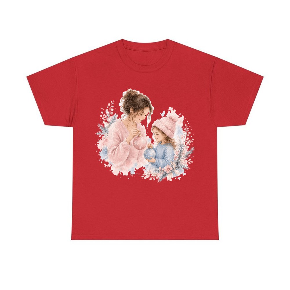 Mum and Me Baubles personalised Christmas T-shirt in red