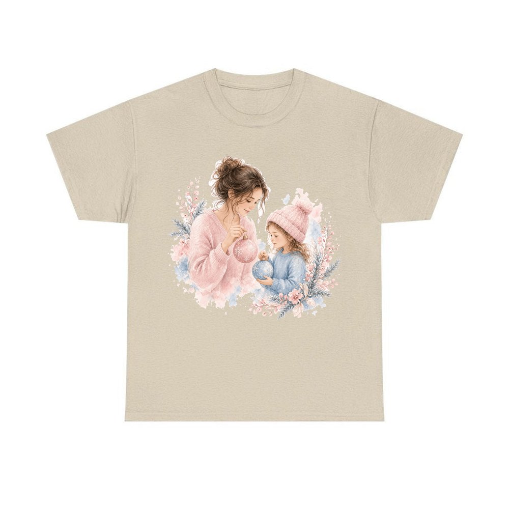 Mum and Me Baubles personalised Christmas T-shirt in sand