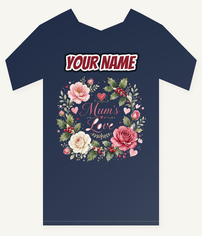 Mum's Love Floral Wreath Personalised Kids Tee and Baby Bodysuit