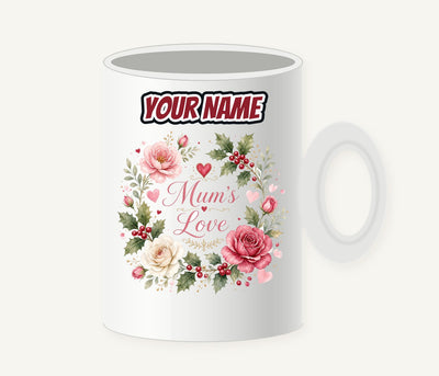 Mum's Love Floral Wreath Personalised Christmas Mug