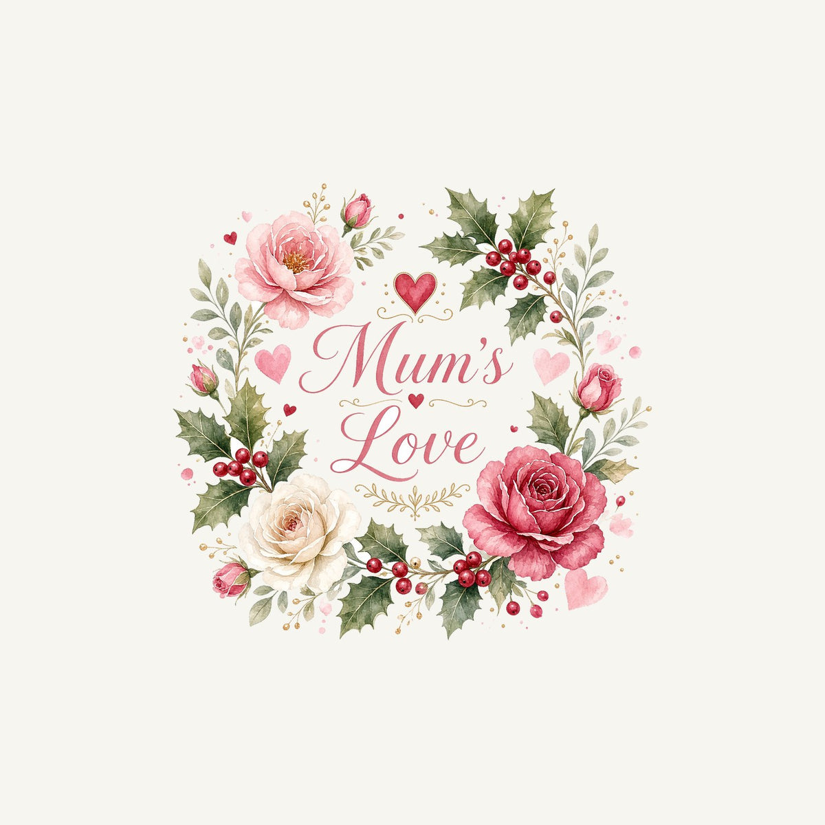 Mum's Love Floral Wreath Personalised Christmas Mug