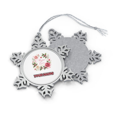 Mum's Love Floral Wreath Personalised Pewter Christmas Ornament