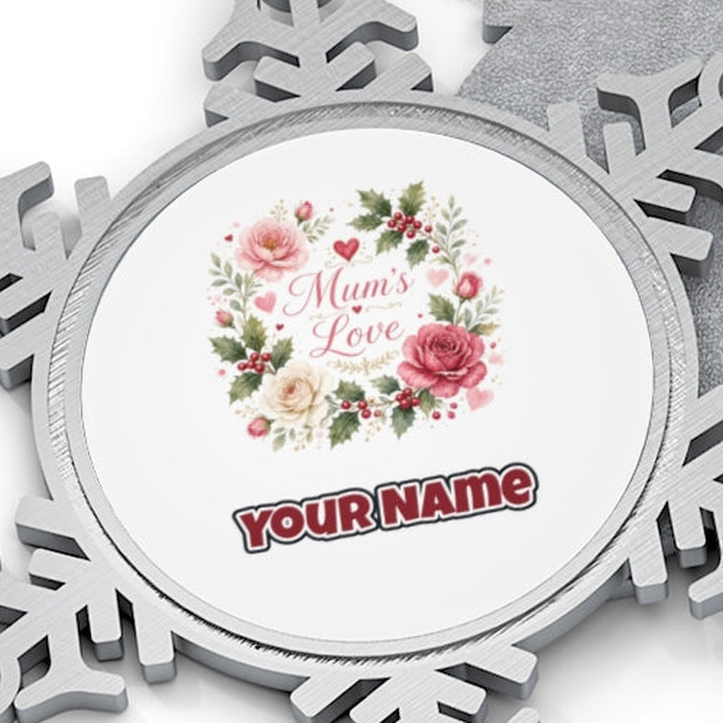 Mum's Love Floral Wreath Personalised Pewter Christmas Ornament