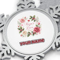 Mum's Love Floral Wreath Personalised Pewter Christmas Ornament