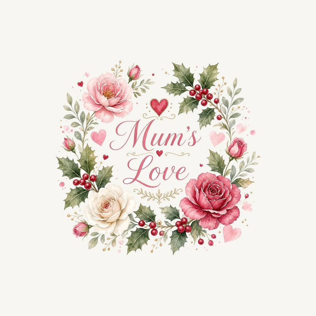 Mum's Love Floral Wreath Personalised Christmas T-Shirt and Hoodie