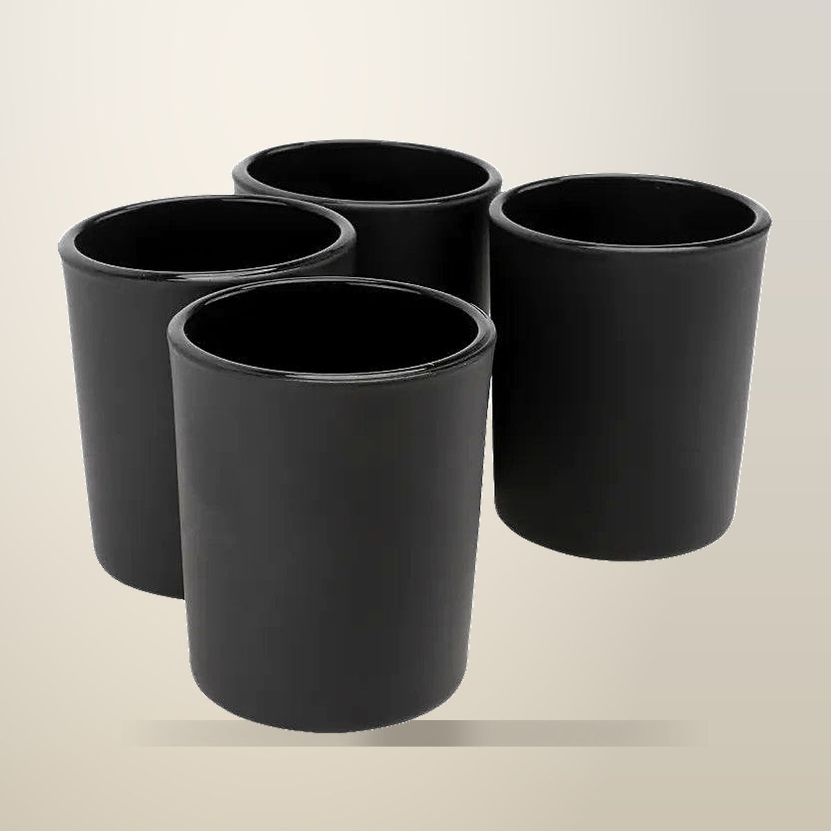 My Decorations Matt Black Glass Tealight Holders, 6.5 cm, on a plain cream background