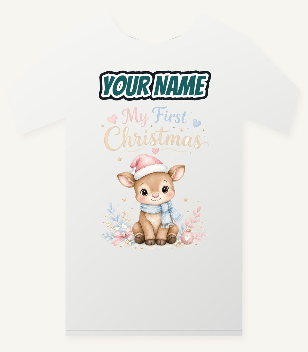 My First Christmas Fawn Personalised Christmas T-Shirt and Hoodie