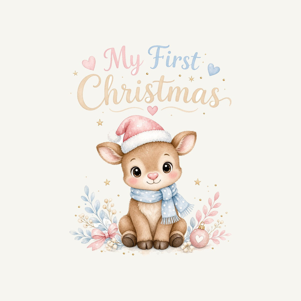 My First Christmas Fawn Personalised Christmas T-Shirt and Hoodie