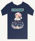 My First Christmas Pink Hat Personalised Kids and Baby Christmas Tee
