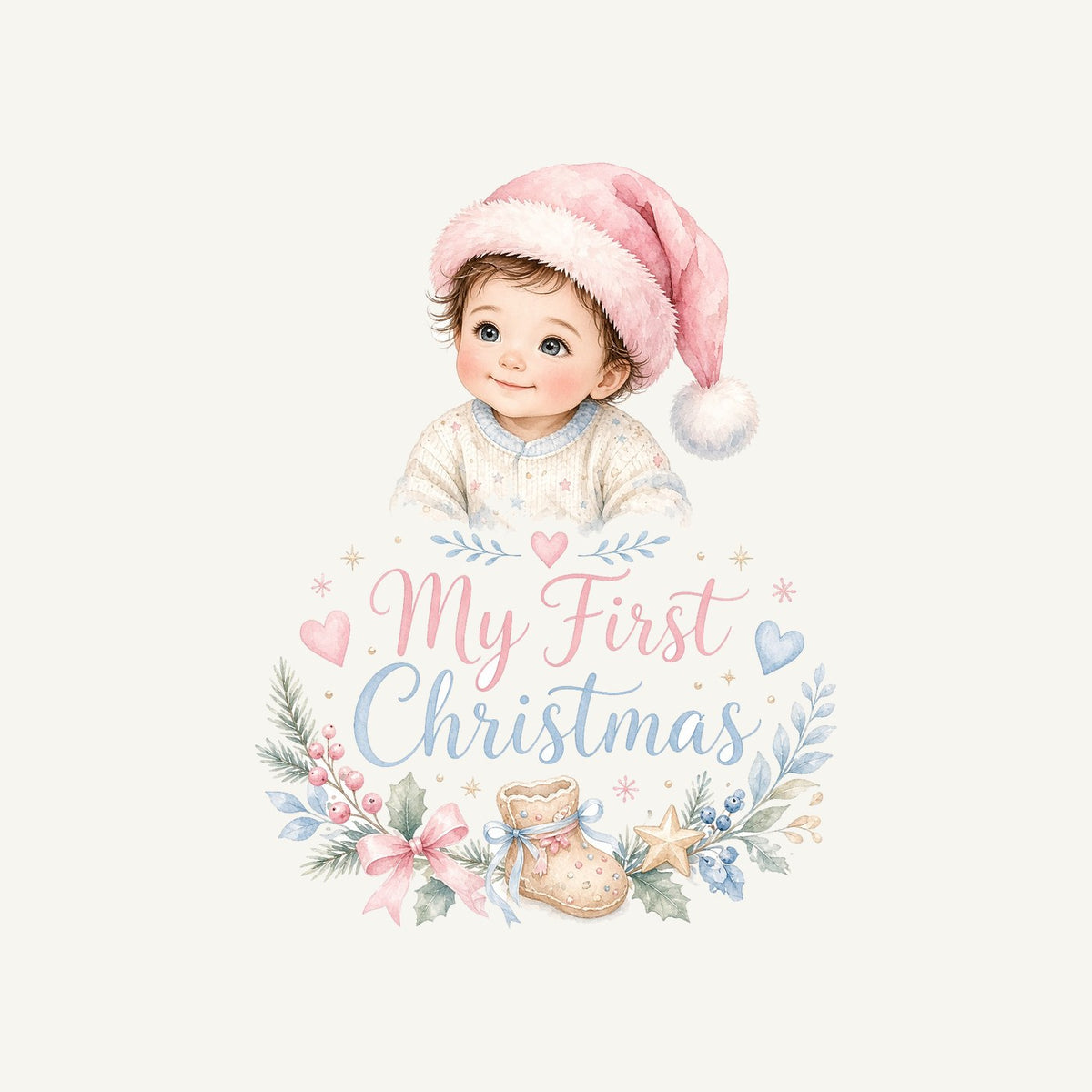 My First Christmas Pink Hat Personalised Santa Sack